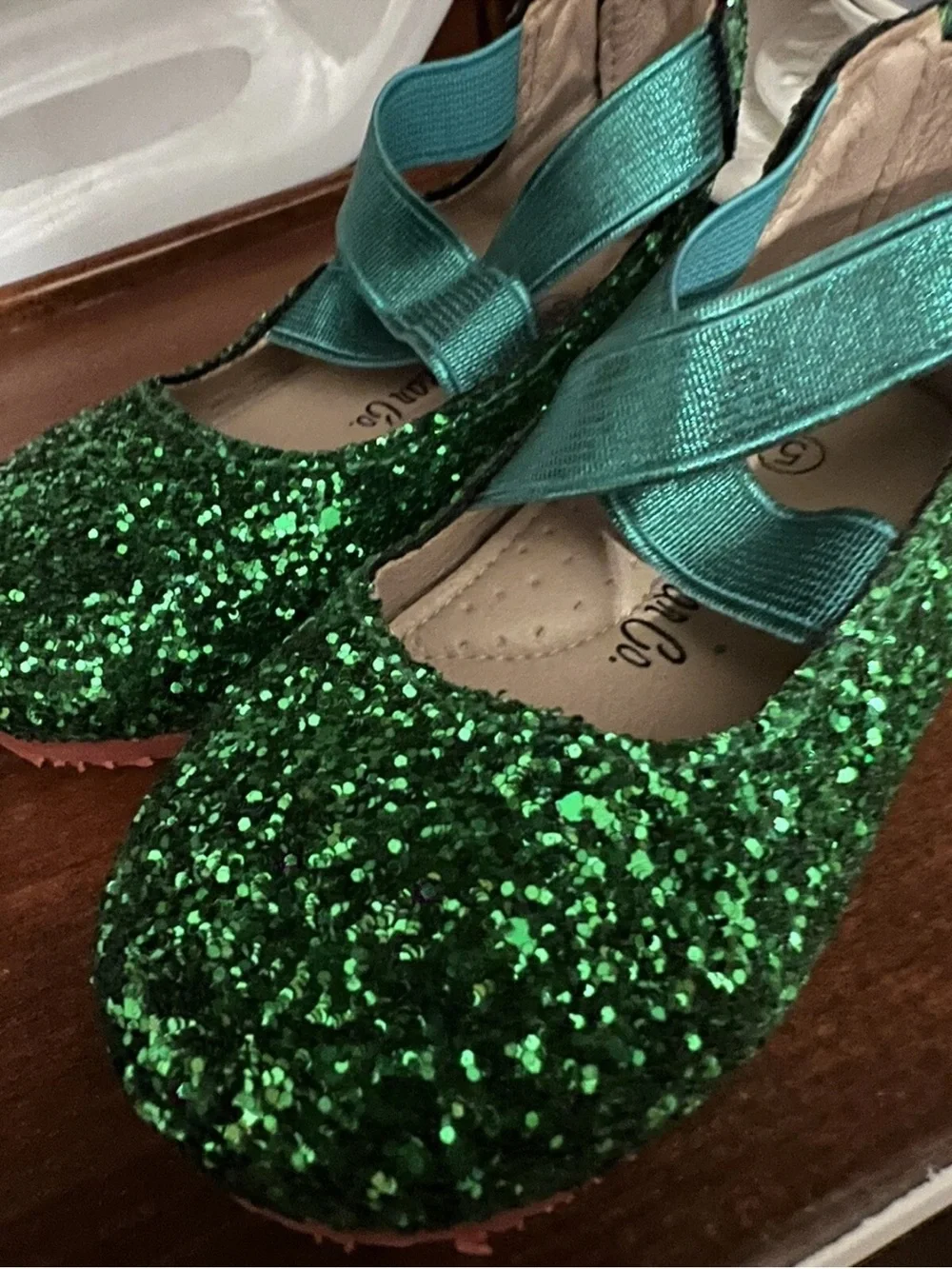 A Bear Co Girl’s Ballet Flats Sz 5 Shoes Green Toddler Christmas Pumpkin sparkl